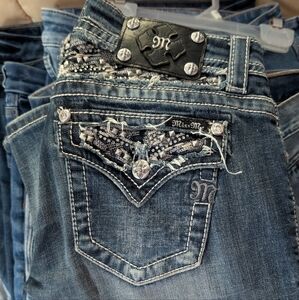 Miss Me Women's Embellished Blue Boot Cut Jeans